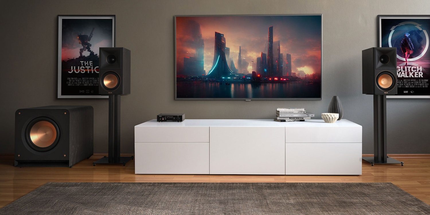 TEAC AI 303 with Klipsch speakers and TV