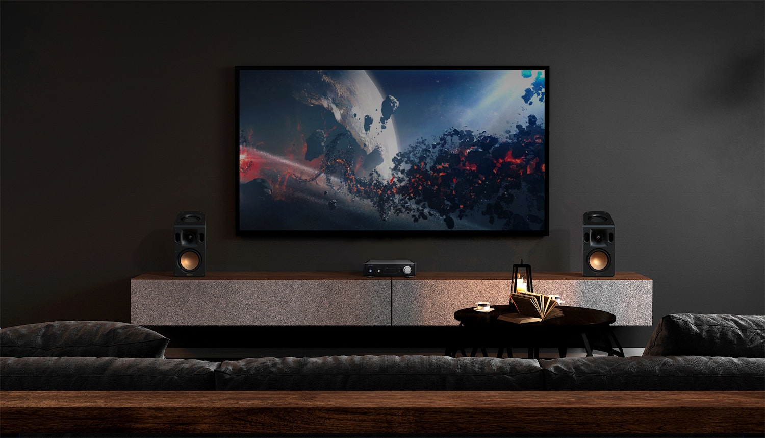 AI 301 DA X on entertainment center in living room tv with sci fi movie