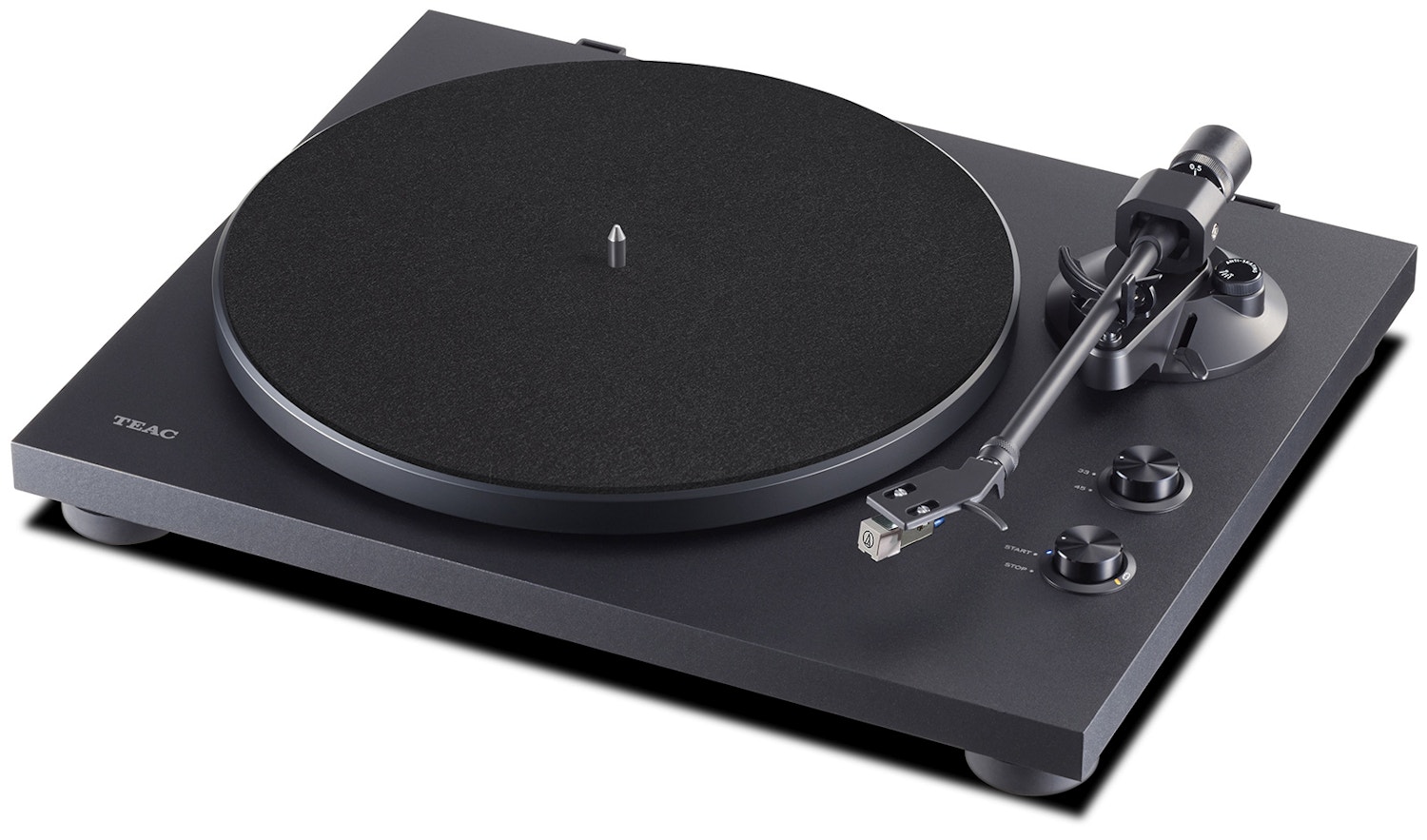 Tn 280bt a3 black bluetooth wireless turntable angle view